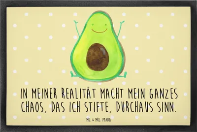Produktbild von Mr. & Mrs. Panda Schmutzfangmatte Avocado Glücklich 60 x 90 cm - Gelb Pastell - Geschenk, Frucht, Chaotisch, bodenmatte, Schmutzmatte, Fussmatte, Chaos, fußmatte