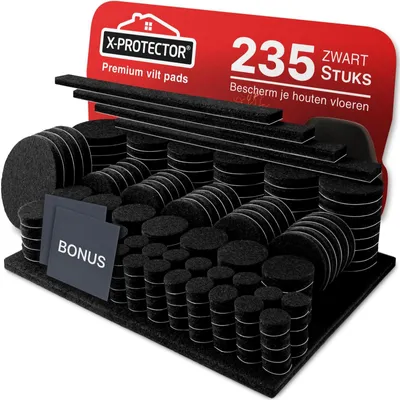 Productafbeelding van Meubelpads vloerbeschermers viltjes - Zelfklevend - 235 stuks - Zwart