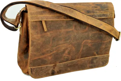 Immagine prodotto di Greenburry Borsa vintage per laptop Borsa a tracolla in pelle marrone 1766B