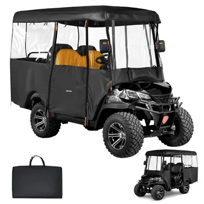 Obrázok produktu pre VEVOR Kryt golfového vozíka Viditeľný pre 2+2/4-miestne golfové vozíky (väčšina golfových vozíkov Club Car Yamaha EZGO Honda), kryt proti dažďu z tkaniny 420D Oxford, sPolyuretánpovlakom a vetruodolným háčikovým systémom