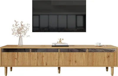 Immagine prodotto di Consolle TV moderna effetto legno 178 cm - Design minimalista, Ampio spazio di archiviazione, 4 cassetti, Legno