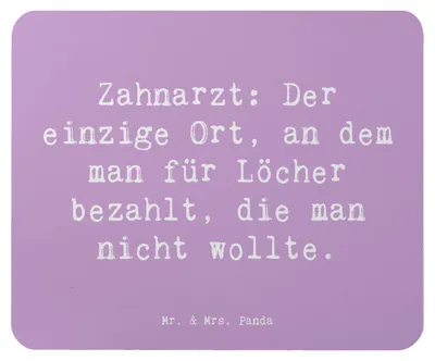 Produktbild von Mr. & Mrs. Panda Mouse Pad Spruch Zahnarzt Lochgebühr - Lavendeltraum - Geschenk, Zahnpflege, lustige Sprüche, Mousepad, Mauspad, Berufsprodukte, kreative Geschenke, pc