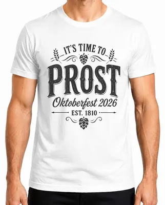 Produktbild von It's Time To Prost 2026 Bier Trachtenshirt Lederhose Herren T-Shirt, Weiß, XXL