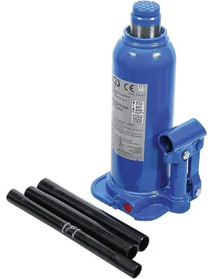 Image de Cric à Vérin Hydraulique 10 t - 128 x 242 x 141 mm - Robuste et Pratique - Levage Sécurisé, Acier - D-Work