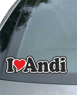 Produktbild von INDIGOS UG - Aufkleber / Autoaufkleber I Love Heart - Ich liebe mit Herz 15 cm - I LOVE Andi - Auto LKW Truck - Sticker mit Namen vom Mann Frau Kind