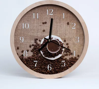 Produktbild von Holzuhr 20fi cm wanduhr - Kaffeebohnen