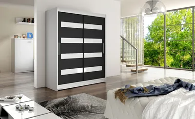 Produktbild von Moderner geräumiger Kleiderschrank Pablo – Breite 150 cm, weiß / schwarz