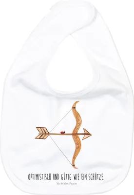 Produktbild von Mr. & Mrs. Panda Sabber Lätzchen Sternzeichen Schütze - Weiß - Geschenk, Babylätzchen, Schützenfest, Schlabberlatz, Geburtstag November, Für Babys, Dezember