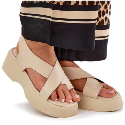 Produktbild von Damen Sandalen auf Plattform und Keil aus Ökoleder beige Tenzorus 37