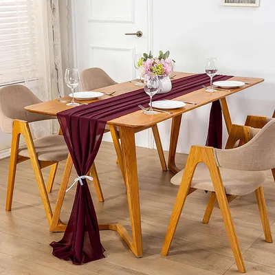 Produktbild von Tischläufer Chiffon Rot 6 Stück 600 x 70 cm Waschbar