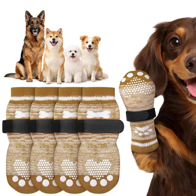 Immagine prodotto di Calzini antiscivolo per cani - Scarpe protettive per zampe di cani - Calzini per cani - Calzini per cani con chiusura a strappo - Calzini antiscivolo per cani - Ideali per la protezione