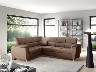 Produktbild von Ecksofa Schlafsofa Sofa SALVADOR Stoff Texas Hellbraun Kurze Schenkel Links