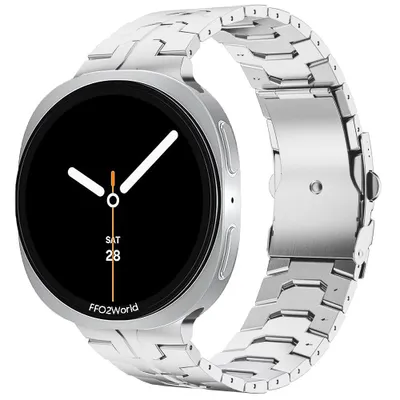Produktbild von FFO2World Titanarmband „Iron“ – Passend für Galaxy Watch 8 (40/44 mm) & 8 Classic (46 mm) – Metallgliederarmband mit Kürzungsset – Silber