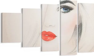 Produktbild von Bild auf Leinwand - Leinwandbild - Frau Gesicht Lippen - 100x60cm - Wand Bild - Wanddeko - Leinwanddruck - Bilder - Kunstdruck - Wanddekoration - Leinwand bilder - Wandkunst - EG100x60-3860