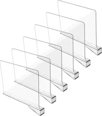 Produktbild von Transparente Acrylregaleinteiler - multifunktional - 30 x 20 cm - Kleiderteiler - Schlafzimmer Küche Schränke - Organisation - 6 Stück