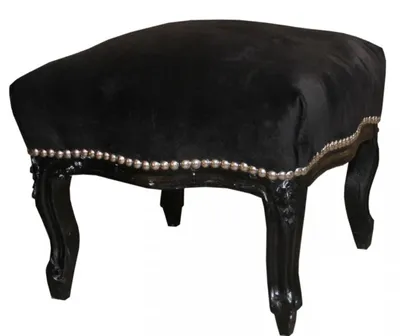 Produktbild von Casa Padrino Barock Fußhocker Medium Schwarz / Schwarz - Antik Stil Möbel - Hocker