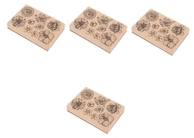Productafbeelding van 4-Delige Houten Stempelset met Decoratieve Patronen