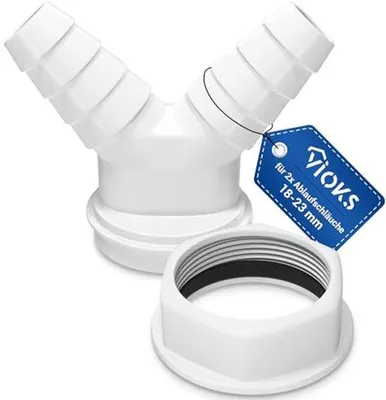 Produktbild von Abwasseradapter 1 1/2 Zoll Schlauchanschluss mit Y-Verteiler für Geschirrspüler