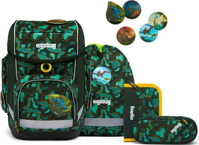 Produktbild von ergobag Schulranzen Cubo Schoolbag Set 5-teilig TriBäratops dunkelgrün