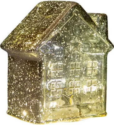 Produktbild von Anna's Collection Glashaus Gold mit LED-Beleuchtung 12,5 x 7,5 cm Weihnachtsdeko