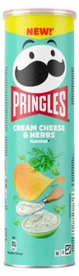 Zdjęcie produktu dla Chipsy Pringles o smaku serka śmietankowego i ziół, chipsy warstwowe, opakowanie 185 g