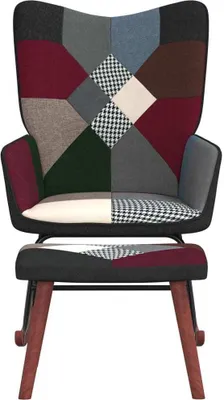 Immagine prodotto di Sedia a Dondolo con Poggiapiedi in Tessuto Patchwork