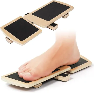 Productafbeelding van Een enkel balansbord, antislip schommelplank van hout voor het versterken van de enkels, stabiliteitsoefeningen, fysiotherapie en houdingscorrectie