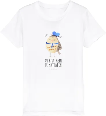 Produktbild von Mr. & Mrs. Panda Kleinkinder T-Shirt Eule Matrose 9-11 Jahre (134/146) - Weiß - Geschenk, Heimathafen, Kinder-T-Shirt, Teenager, Ehe, Owl, Kindershirt, Öko Kinder, Jungen