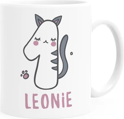 Produktbild von Kindertasse Kunststoff mit Namen und Zahl zum 1. oder 2. Geburtstag personalisierte Namenstasse SpecialMe® 1 weiß Kunstoff-Tasse