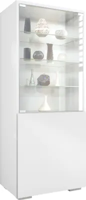 Produktbild von Vladon Vitrine Granada,  Germany, Vitrinenschrank mit Glastür und Glaseinsatz, Weiß matt/Weiß matt (50 x 122,5 x 34,5 cm)