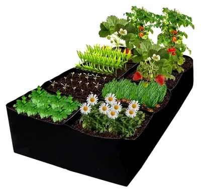 Produktbild von Pflanzsack, 8 Fächer Hochbeet Pflanzsack, Rechteckige Vliesstoff Pflanztaschen für den Außenbereich, Atmungsaktiver Pflanzentopf für Gemüse, Obst, Blumen, 180 x 90 x 30 cm