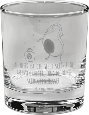 Produktbild von Mr. & Mrs. Panda Tumbler Avocado Tanzen - Transparent - Geschenk, Gravur Whiskyglas, Glas, Rocks, Urlaub, Singen, Party, Musik, Whiskey