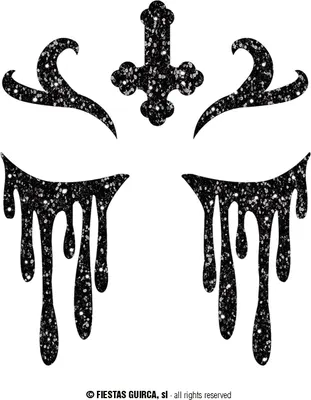 Produktbild von Religion Halloween Gesicht Aufkleber Kreuz Nonne Make Up, Farbe: Schwarz
