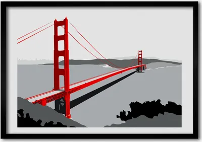 Produktbild von Bild - Bilder - Bilderrahmen - 70 cm x 50 cm - MDF-Rahmen, Wandkunst Brücke in San Francisco