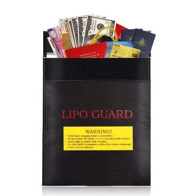 Produktbild von Feuerfeste Dokumententasche,Lipo Safe Bag Feuerfeste Geldkassette Liposack Guard Unterlage für RC-Batterien Schützen Ihre Wertsachen Dokumente Geld Schmuck Brandschutz
