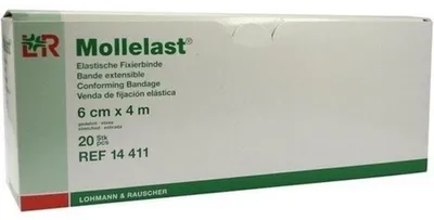Productafbeelding van Mollelast elastische fixeerbind, 6 cm x 4 m, 20 stuks, verpakking