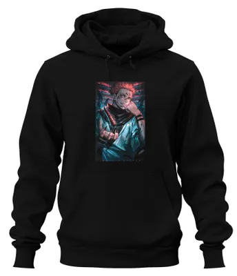 Productafbeelding van Jujutsu Kaisen, Sukuna, Duivelkoning, Vuurklauw, Anime, Cadeau, Uni, Hoodie, Zwart, Maat M