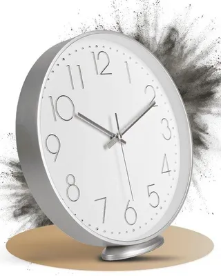 Image de Horloge murale argentée de 20 cm, style classique
