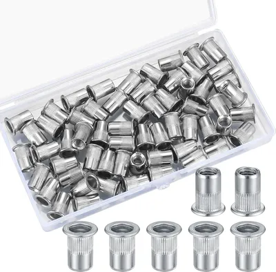 Produktbild von 60 Stk M6 Blindklinkmoeren Assortiment Set - Rostfreie Blindklinkmoeren - Senkkopf und Flachkopf Blindklinkmoeren mit Gewinde und Aufbewahrungsbox