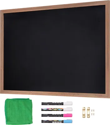 Obrázek produktu pro SucceBuy Magnetická tabule s křídou, 88,9 x 116,8 cm, vintage dřevěná cedule s křídou a gumou, rustikální kalendář a připínáček s hnědým rámem do kuchyně, domácí dekorace, svatba