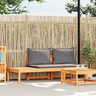 Produktbild von vidaXL Gartenbank mit Tisch & Dunkelgrauen Kissen Massivholz Akazie