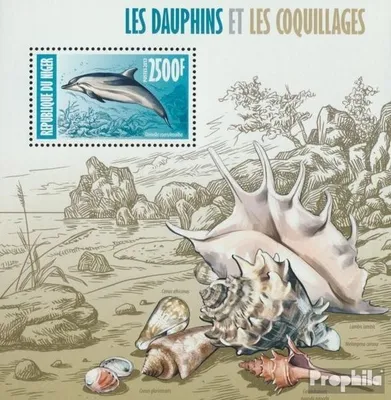 Produktbild von Briefmarken Niger 2013 Mi Block 198 (kompl. Ausg.) postfrisch Delfine und Muscheln