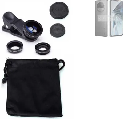 Produktbild von K-S-Trade Smartphone Kamera Linsen Set Kompatibel mit ZTE Extress 50 3in1 Clip-On Kamera Adapter Macro Weitwinkel FishEye Fischauge Objektiv Linse