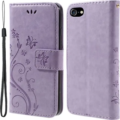 Produktbild von iPhone SE (2022/2020), iPhone 8 / 7 Hülle - Coverup Blumen & Schmetterlinge Klapphülle - Lila
