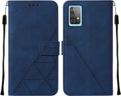 Obrázek produktu pro Flipové kožené pouzdro pro Samsung Galaxy A52 4G / 5G / A52S 5G peněženkový design pouzdro s embosováním, držákem karet a stojánkem modré