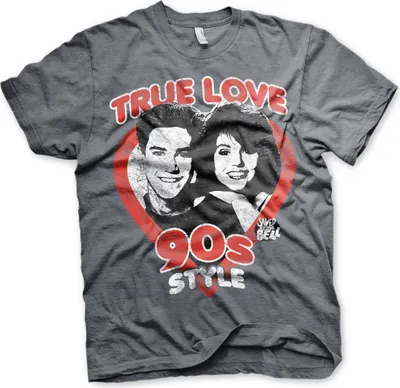Produktbild von Saved By The Bell - True Love 90s Style T-Shirt - XX-Large - Dark-Heather