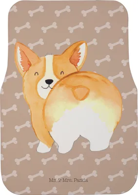 Produktbild von Mr. & Mrs. Panda Automatte Corgi Po - Hundeglück - Geschenk, Auto-Fußmatte, Hund, Spruch, Auto Fußmatte, Fürs, Sprüche, Corgie, Kfz-Fußmatte