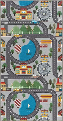 Produktbild von Kinderteppich Straßenteppich Kinderzimmer Teppich Spielteppich Grau