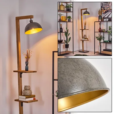 Produktbild von Selbagnone Stehlampe aus Holz/Metall in Natur/Nickel-Antik/Gold, Boho-Style
