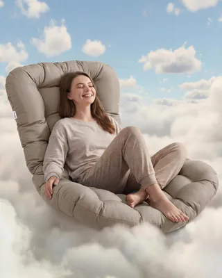 Produktbild von VASAGLE Relaxsessel mit ausziehbarer Fußstütze, Schaukelsessel, abnehmbares Kissen, Stahlgestell, bis 136 kg, beige